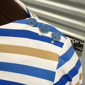 J. McLaughlin Blue and White Striped Top